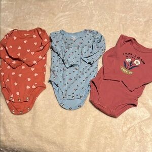 Carter's Pink and Blue Heart & Floral Bodysuits